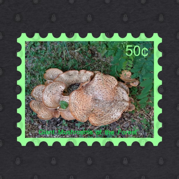 Giant Mushrooms Postal Stamp by Mila-Ola_Art